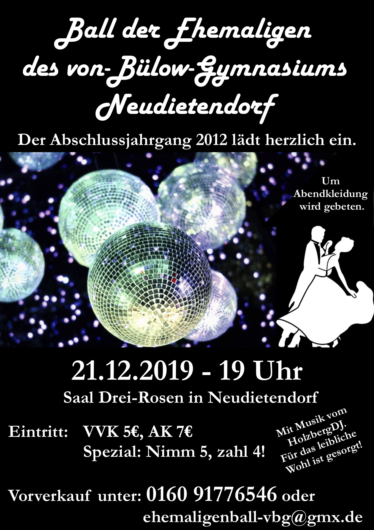 Vorankündigung „Ball der Ehemaligen“ am 21.12.2019